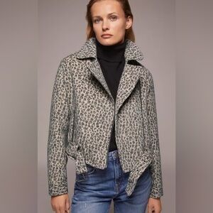 Zara Leopard Biker Jacket Small